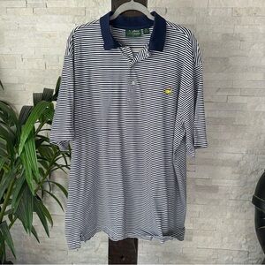 Master’s Amen Corner Vintage Navy Blue Stripe Cotton Golf Polo Size XL